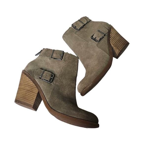 Lucky Brand‎ 8.5B Chunky platform suede Camo Green Ankle Boots. Fall. Stylish. - Picture 1 of 12